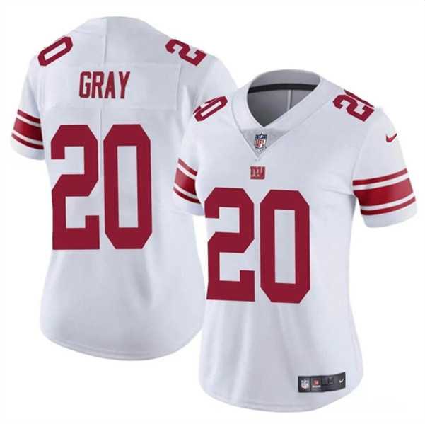 Womens New York Giants #20 Eric Gray White Vapor Stitched Jersey Dzhi->women nfl jersey->Women Jersey